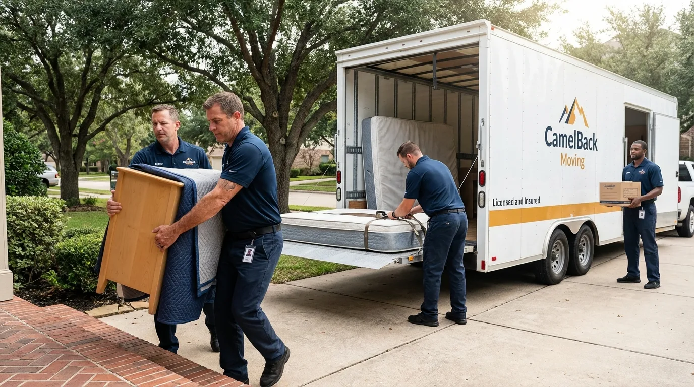 Crew loading residential truck for cross-state move from Roan Mountain, TN